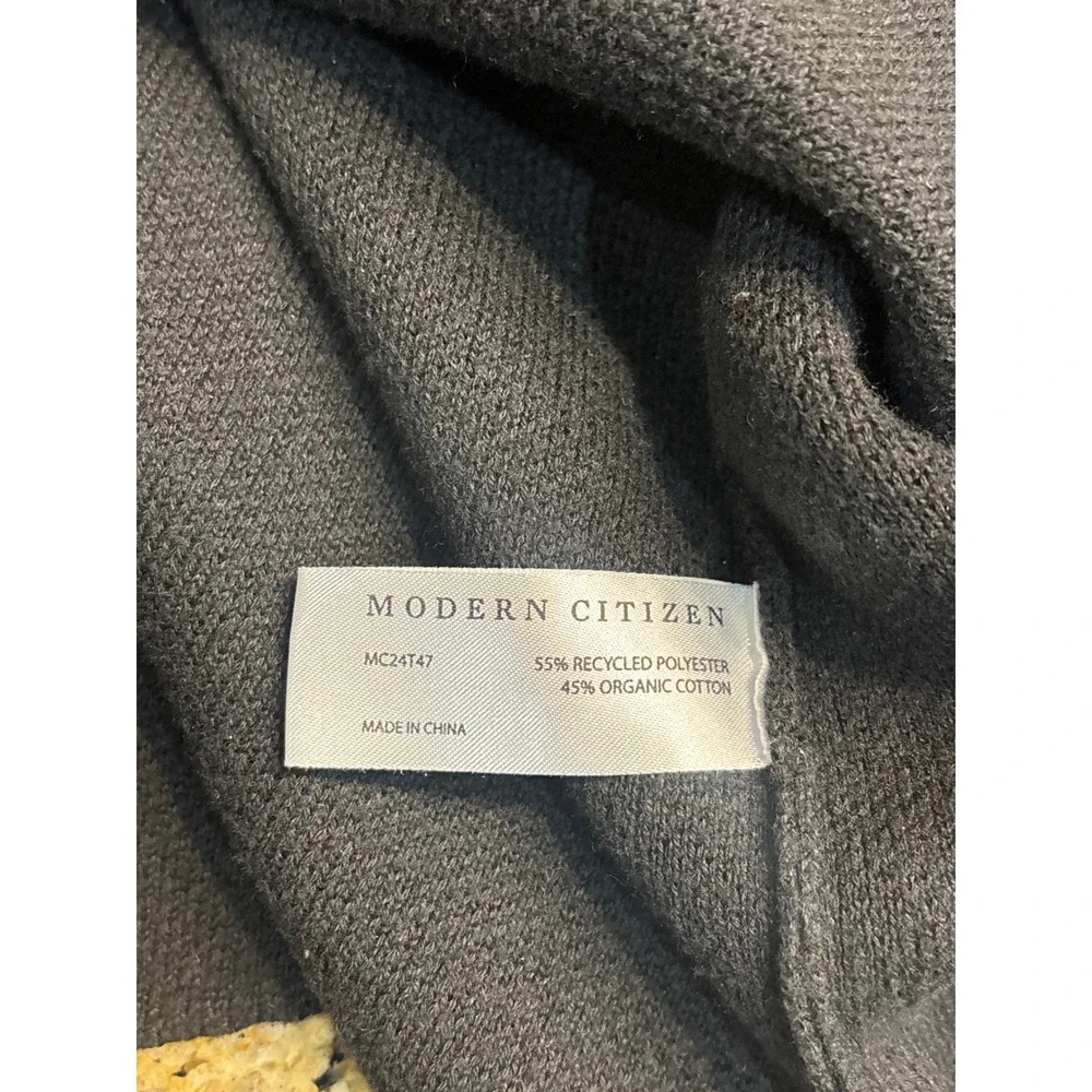 Modern‎ Citizen Black Tie Front Crewneck Sweater MC24T47 Recycled Cotton Large